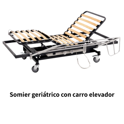 Somier geriátrico con carro elevador